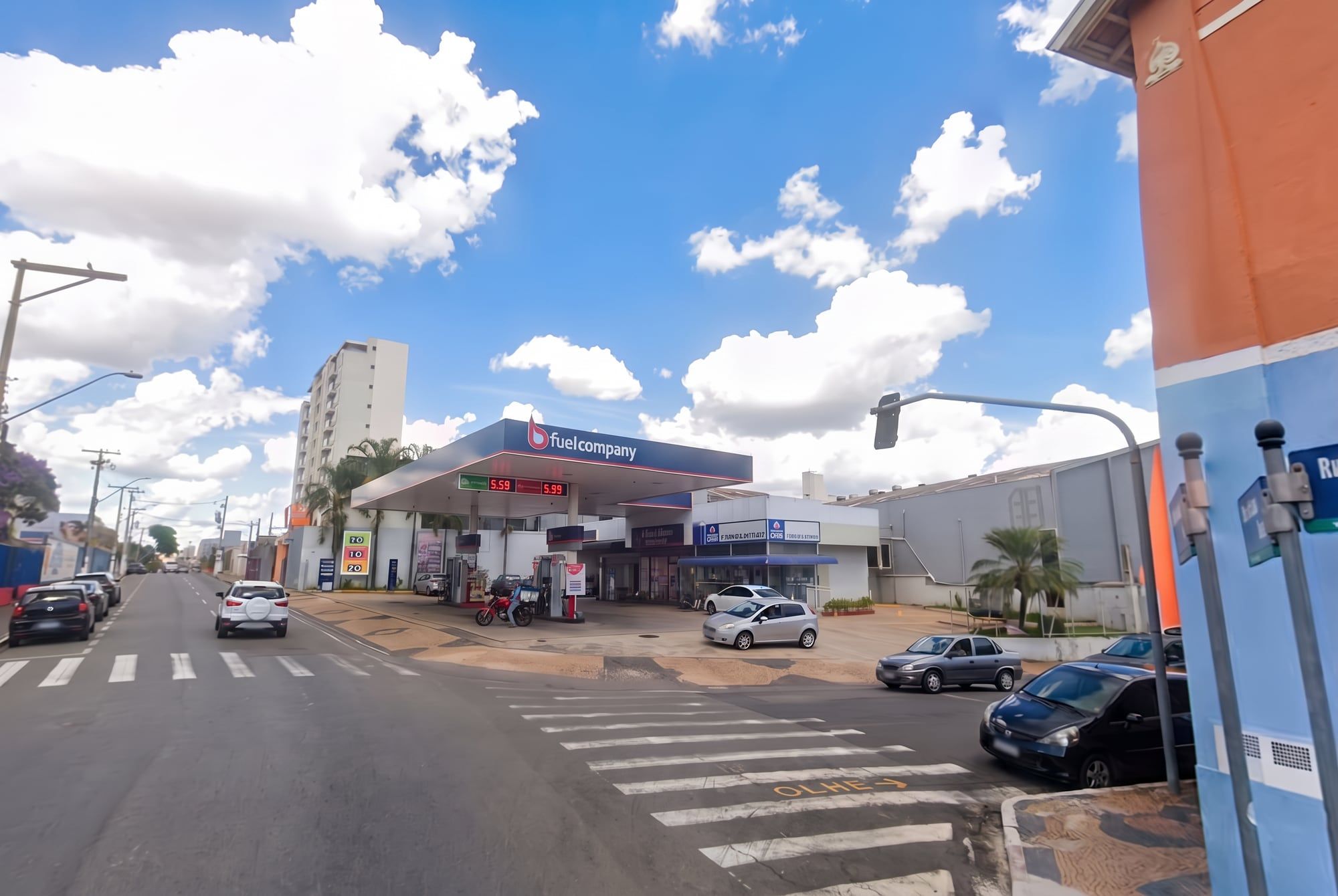 Posto de combustível de esquina na Rua Dr. Sales de Oliveira, na Vila Industrial, em Campinas