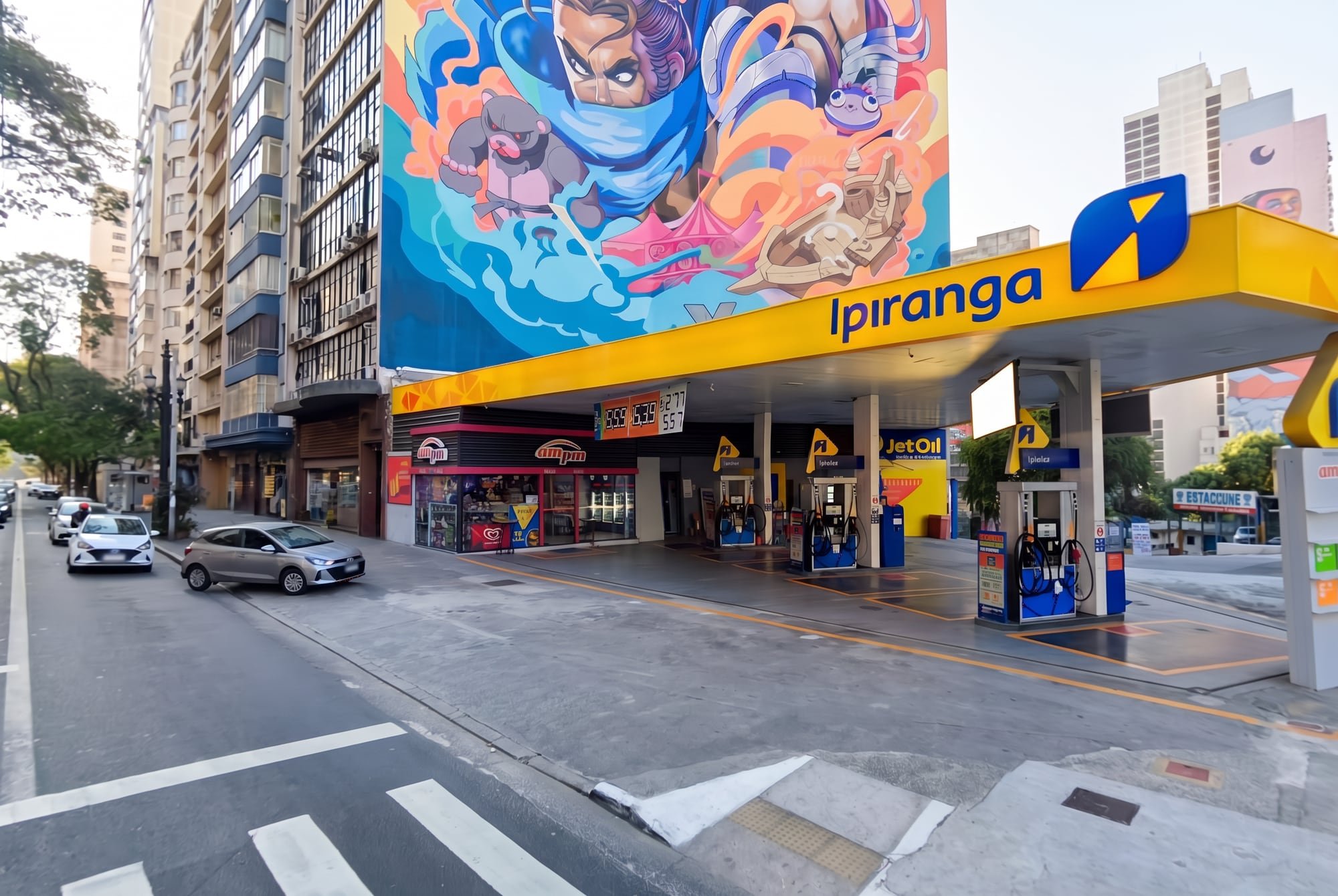 Posto Ipiranga com loja AmPm na Av. Brigadeiro Luís Antônio, na Bela Vista, São Paulo